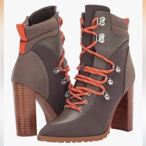 Steve Madden Gray Heeled Boots with orange  Laces